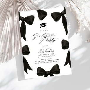 Convite Festa de Graduação com Laço Preto Moderno e Elegan