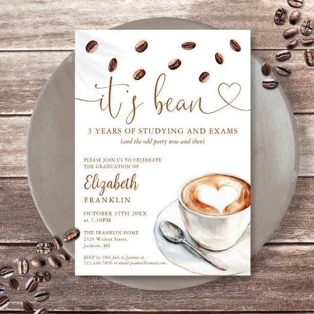 Convite Festa de Graduação com Tema de Café Divertido Mode (Modern Fun Coffee Themed Graduation Party Invitation)