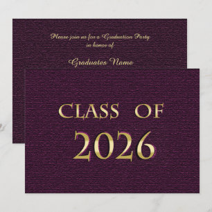 Convite Festa de Graduação da Turma de 2026 Roxo e Dourado
