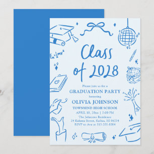 Convite Festa de Graduação da Turma de 2028 Desenhada à Mã