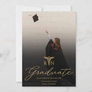Convite Festa de Graduação de Enfermagem Photo Gold Script