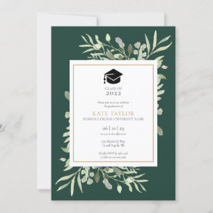 Convite Festa de Graduação de Foto com Verde Esmeralda Ele