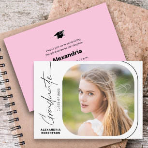 Convite Festa de Graduação de Foto Minimalista com Rótulo 