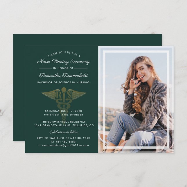 Convite Festa de Graduação de Foto na Escola de Enfermagem (Frente/Verso)