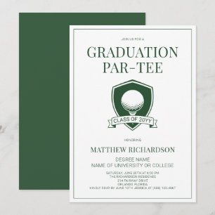 Convite Festa de Graduação de Golfe Simples Verde e Branco