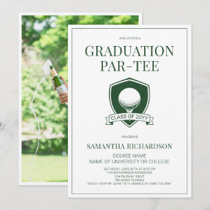 Convite Festa de Graduação de Golfe Verde e Branco com Fot