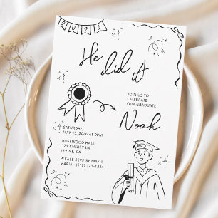 Convite Festa de Graduação Ele Fez Isso! Desenho Divertido