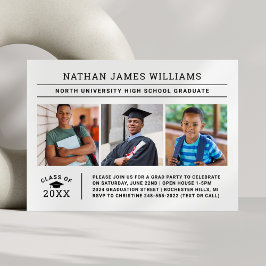 Convite Festa de Graduação em Colagem de Fotos Minimalista