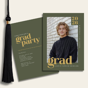 Convite Festa de Graduação em Foto Moderna Dourado Oliva V