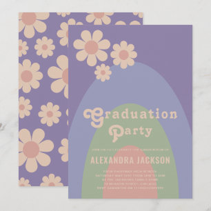 Convite Festa de Graduação Floral Pastel Vintage Retro