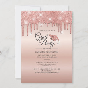 Convite Festa de Graduação Grad 2026 Brilho Dourado Rosa
