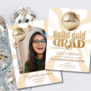 Convite Festa de Graduação Groovy Solid Gold Disco