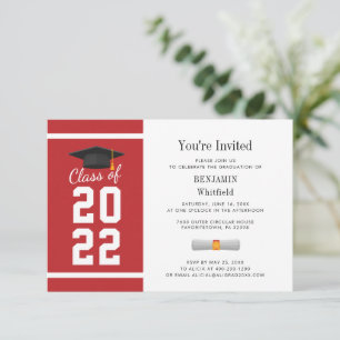 Convite Festa de Graduação Moderna 2024 Vermelho Branco
