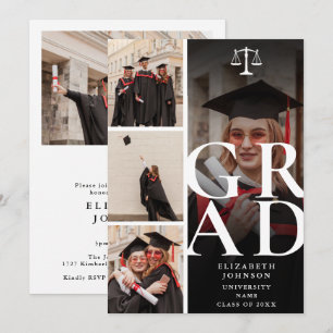 Convite Festa de Graduação Moderna de 5 Fotos na Faculdade