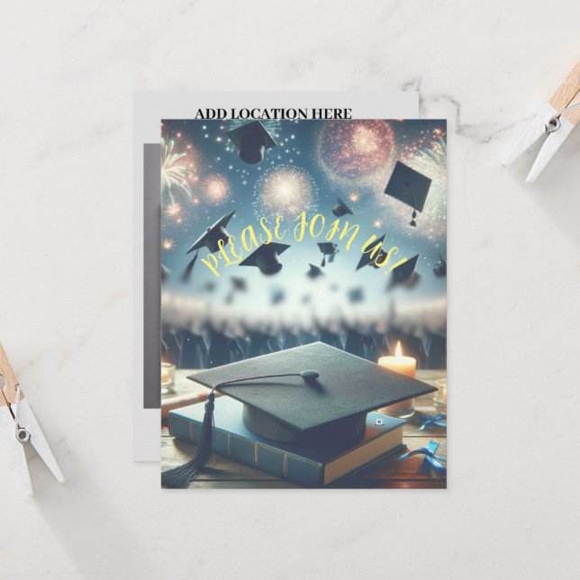 Convite Festa de Graduação Moderna e Elegante  (Frente/Verso In Situ)