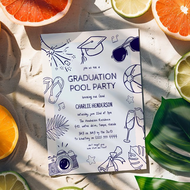 Convite Festa de Graduação na Piscina com Desenhos Caprich (Criador carregado)