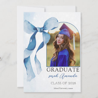 Convite Festa de Graduação Personalizada com Laço Azul Ele