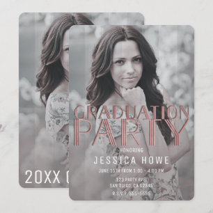 Convite Festa de Graduação Rosa Cinza Moderno Foto de Grad