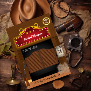 Convite Festa de Graduação temática de Cowboy Neon Wild We