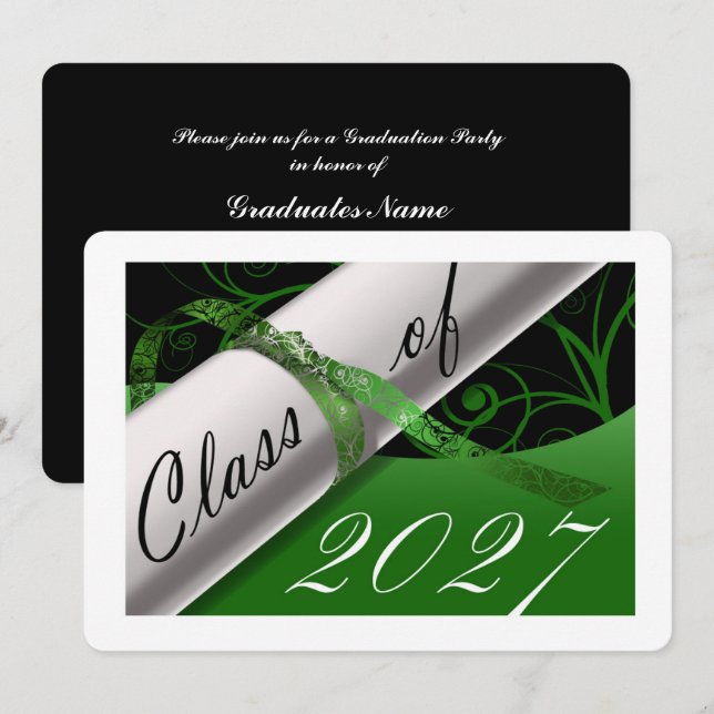 Convite Festa de Graduação Verde e Branco (Frente/Verso)