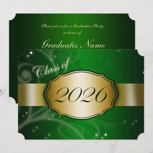 Convite Festa de Graduação Verde e Dourada 2026 (Frente/Verso)