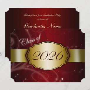 Convite Festa de Graduação Vermelho e Dourado 2026