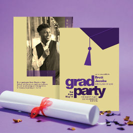 Convite Festa de Gradução com Tipografia Roxa Moderna Foto