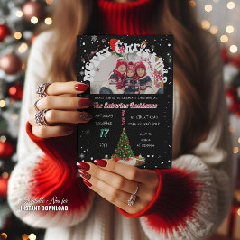 Convite Festa de Grafite Foto de Natal Alegre Moderno Pret