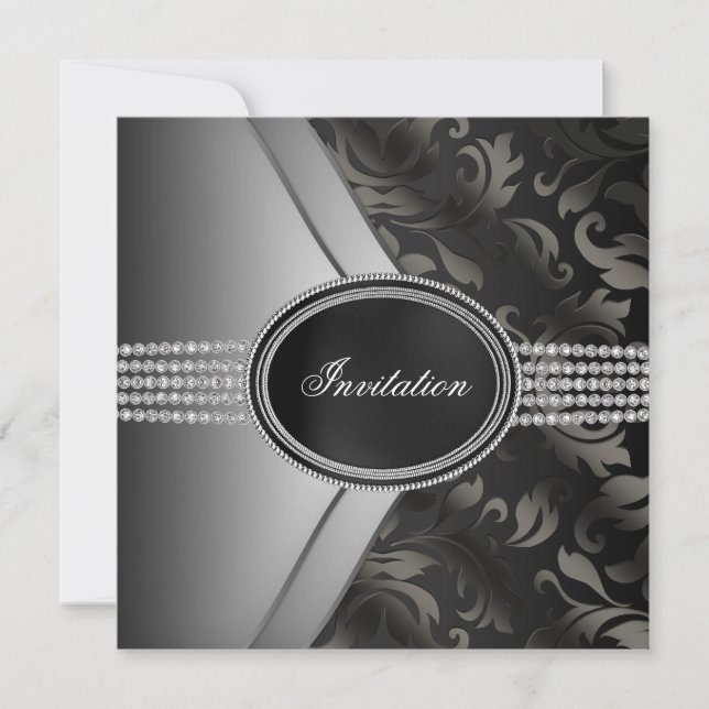 Convite Festa de Gravata Preta Black Diamond (Frente)