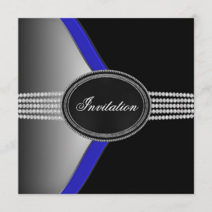 Convite Festa de Gravata Preta Diamante Preto da Marinha R