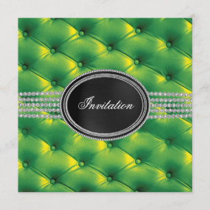 Convite Festa de Gravata Preta Diamante Preto Verde Lima
