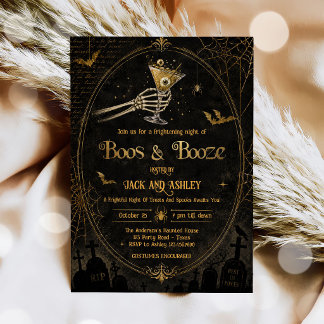 Convite Festa de Halloween Adulto Boos and Booze Brews