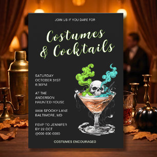Convite Festa de Halloween Adulto Cocktail Caveira Sombria