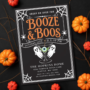 Convite Festa de Halloween Adulto com Fantasmas, Bebida Pr