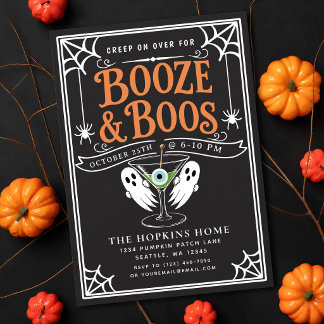 Convite Festa de Halloween Adulto com Fantasmas, Bebida Pr