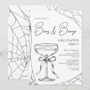 Convite Festa de Halloween Adulto de Coquetel Boos and Boo