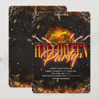 Convite Festa de Halloween Adulto Disco Abóbora