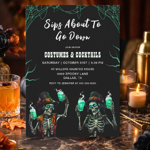 Convite Festa de Halloween Adulto Esqueleto Assustador