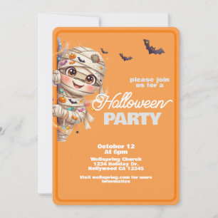Convite Festa de Halloween Amigável Família Mamãe Fofa