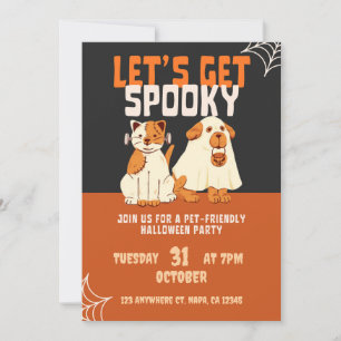 Convite Festa de Halloween Amigável para Animais de Estima