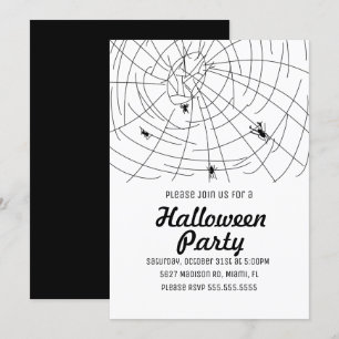 Convite Festa de Halloween Aranha Qua Ilustração Rabiscada