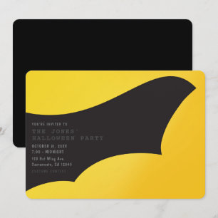 Convite Festa de Halloween Asa de Morcego Preta