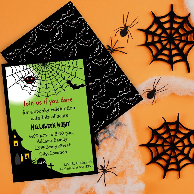 Convite Festa de Halloween Assombrada (Invite your guests with this haunted Halloween invite for a spooktacular night.)