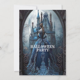 Convite Festa de Halloween Assombrada Casa Azul Noite Assu