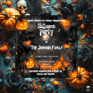 Convite Festa de Halloween Assombrada com Jacks Luminosos