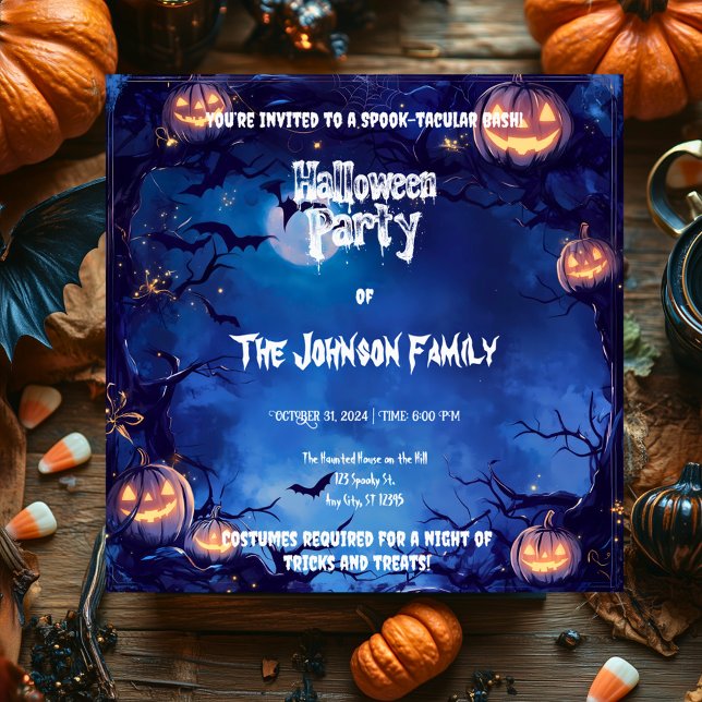 Convite Festa de Halloween Assombrada Escura com Pumpkins  (Criador carregado)