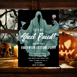 Convite Festa de Halloween Assustador Fantasma Vamos Ficar