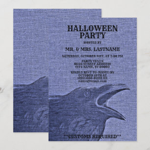 Convite Festa de Halloween Assustadora Azul Roxo Roxo