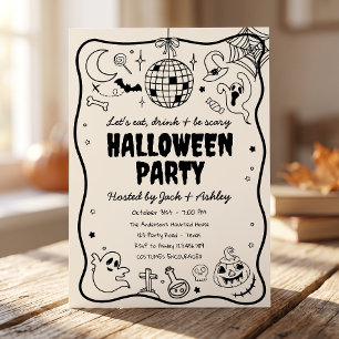 Convite Festa de Halloween Assustadora Espetacular Groovy