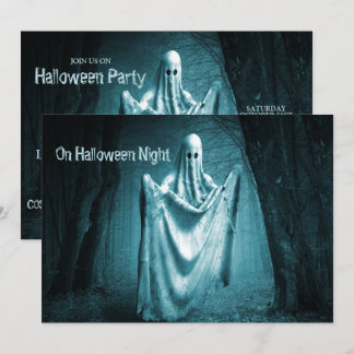 Convite Festa de Halloween Assustadora Ghost Dark Blue Nig